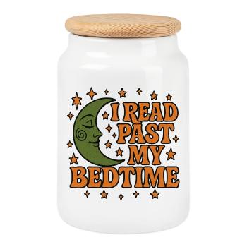 Nighttime Reading Bedtime Quote Design - Cookie Jar with Wooden Lid - white - Front