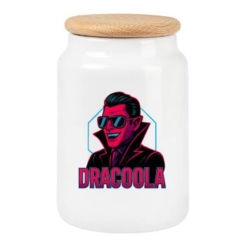 Dracula Dracoola Neon Retro Illustration - Keksdose mit Holzdeckel - Weiß - Vorne