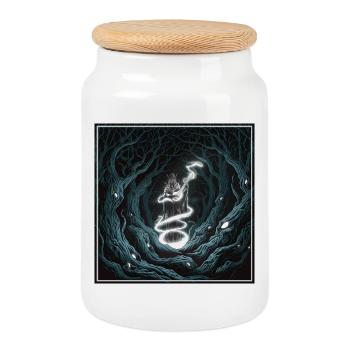 Mystic Forest Spirit mit Gitarre - Keksdose mit Holzdeckel - Weiß - Vorne