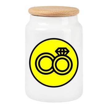Eheringe Hochzeit Symbol - Keksdose mit Holzdeckel - Weiß - Vorne