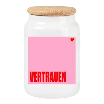 VERTRAUEN HERZ - Keksdose mit Holzdeckel - Weiß - Vorne