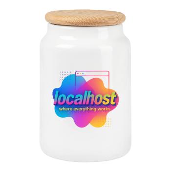 Localhost Colorful Graphic Tee for Developers - Cookie Jar with Wooden Lid - white - Front