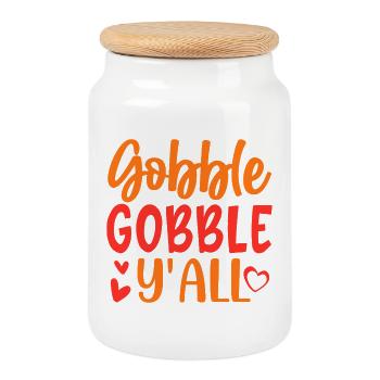 Gobble Gobble Y'all Thanksgiving Zitat - Keksdose mit Holzdeckel - Weiß - Vorne