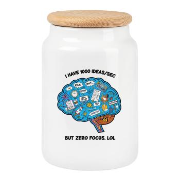 Creative Brainstorming Illustration - Cookie Jar with Wooden Lid - white - Front