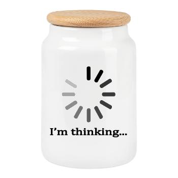 Abstraktes geometrisches Mandala-Muster - Keksdose mit Holzdeckel - Weiß - Vorne