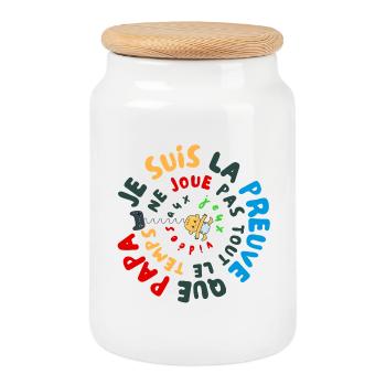 Humorous 🎮 birth gift Gamer Dad - Cookie Jar with Wooden Lid - white - Front