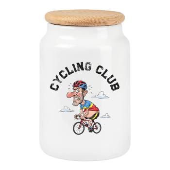 Humorous Grumpy Cycling T-Shirt - Cookie Jar with Wooden Lid - white - Front