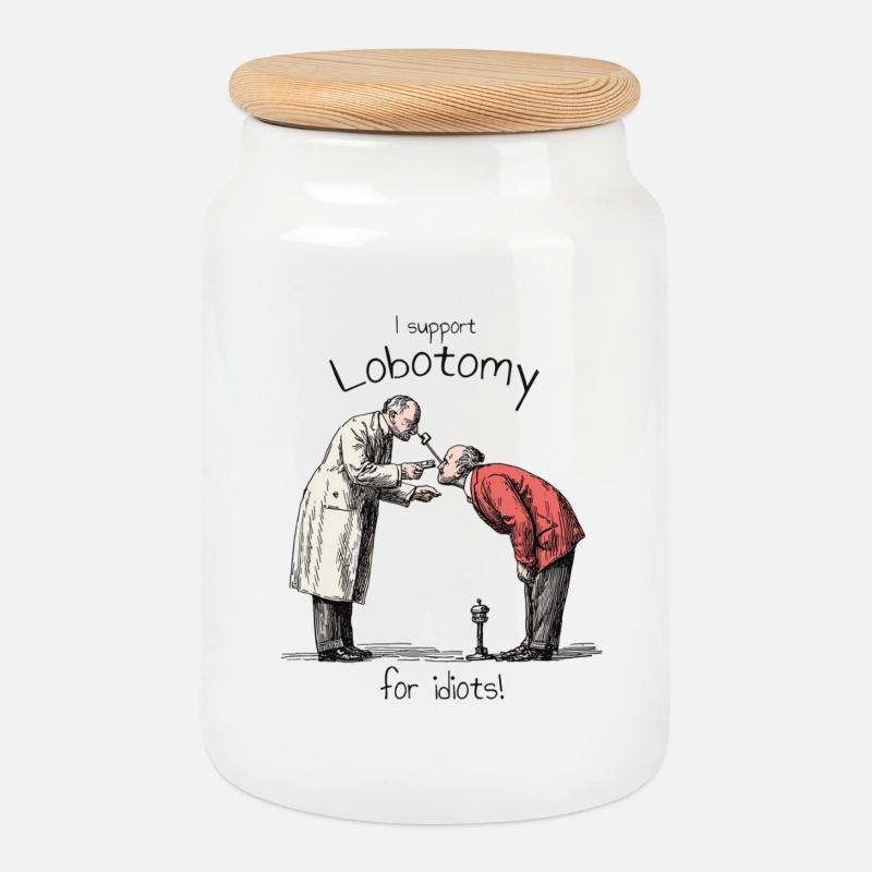 I support Lobotomy - Keksdose mit Holzdeckel - Weiß