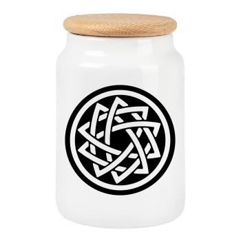 ÉTOILE DOUBLE - Boîte à biscuits avec couvercle en bois - blanc - Devant