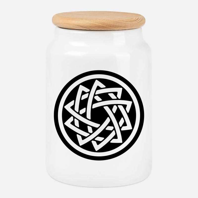 DOUBLE STAR - Cookie Jar with Wooden Lid - white