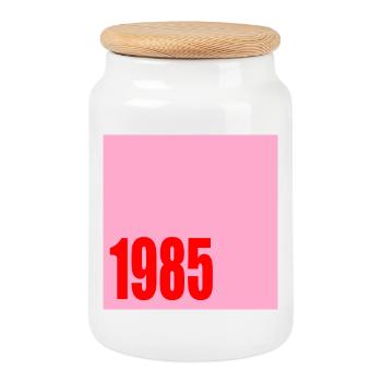 ANNÉE DE NAISSANCE 1985 ANNIVERSAIRE - Boîte à biscuits avec couvercle en bois - blanc - Devant
