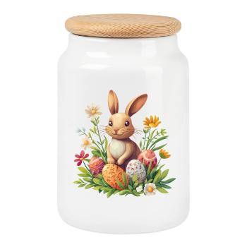 Osterhase - Keksdose mit Holzdeckel - Weiß - Vorne