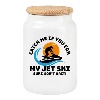 Jet Ski Rider Sports nautiques d’été - Boîte à biscuits avec couvercle en bois - blanc - Devant
