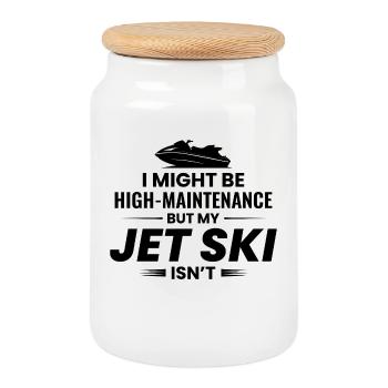 Jet Ski for Summer Water Sports Lovers - Cookie Jar with Wooden Lid - white - Front