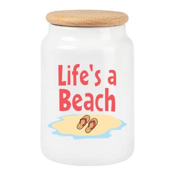 Life's a Beach Flip-Flops - Keksdose mit Holzdeckel - Weiß - Vorne