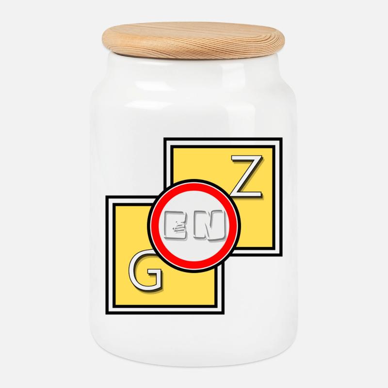 Genz Abstraktes Logo - Keksdose mit Holzdeckel - Weiß