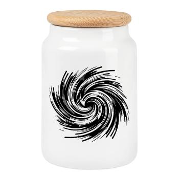 Hypnotic Vortex Black Hole Rotation - Cookie Jar with Wooden Lid - white - Front