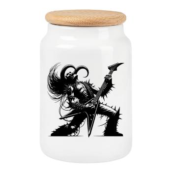 Un solo de guitare démoniaque plus fort que l’enfer - Boîte à biscuits avec couvercle en bois - blanc - Devant