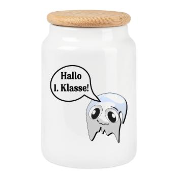 School enrolment school child 1st grade primary school Geist - Cookie Jar with Wooden Lid - white - Front