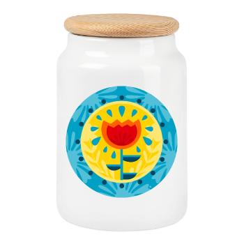 POP FLOWER - Boîte à biscuits avec couvercle en bois - blanc - Devant