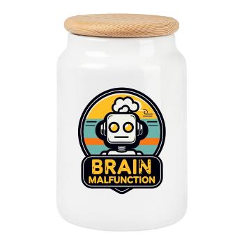 Logo de robot rétro de dysfonctionnement cérébral - Boîte à biscuits avec couvercle en bois - blanc - Devant
