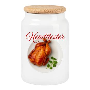 HendlHester Coq au Vin Illustration - Keksdose mit Holzdeckel - Weiß - Vorne