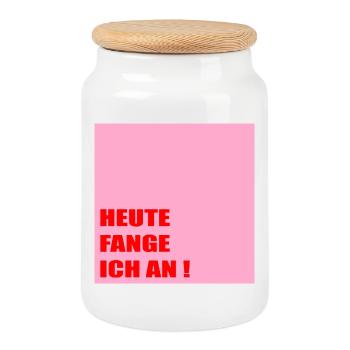 Powerful Motivation Self-Confidence - Cookie Jar with Wooden Lid - white - Front