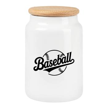 Baseball - Cool Sports Logo - Keksdose mit Holzdeckel - Weiß - Vorne