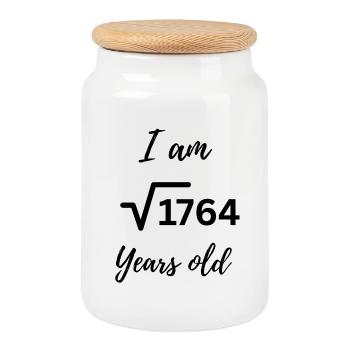 « J’ai 42 ans - Nerdy Birthday Root Design » - Boîte à biscuits avec couvercle en bois - blanc - Devant