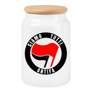 Siamo Tutti Antifa Icône du drapeau de l’antifascisme - Boîte à biscuits avec couvercle en bois - blanc - Devant