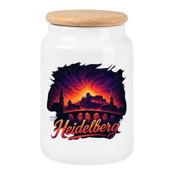 Heidelberg city silhouette magnificent gift - Cookie Jar with Wooden Lid - white - Front