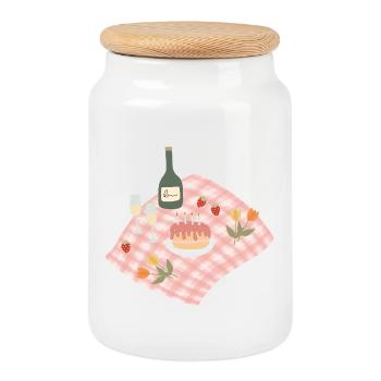 Feier Picknick Party Design - Keksdose mit Holzdeckel - Weiß - Vorne