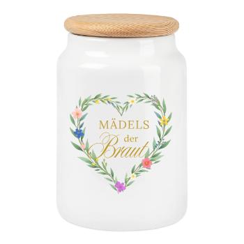 Les filles de la mariée ! Cœur - Boîte à biscuits avec couvercle en bois - blanc - Devant