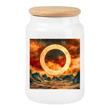 Kosmischer Himmel und mystischer Berg - Keksdose mit Holzdeckel - Weiß - Vorne