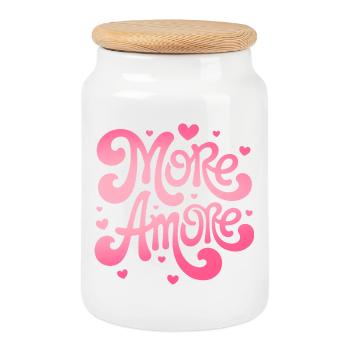 Plus de cœurs d'amour - Boîte à biscuits avec couvercle en bois - blanc - Devant