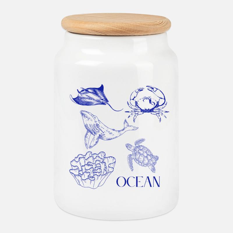 OCEAN WAVE - Keksdose mit Holzdeckel - Weiß
