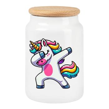 Dabbing Unicorn Dab Unicorn Girl Unicorns - Cookie Jar with Wooden Lid - white - Front