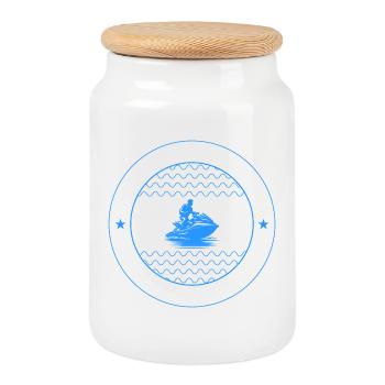 Adventure Lover Wave Rider  - Cookie Jar with Wooden Lid - white - Front
