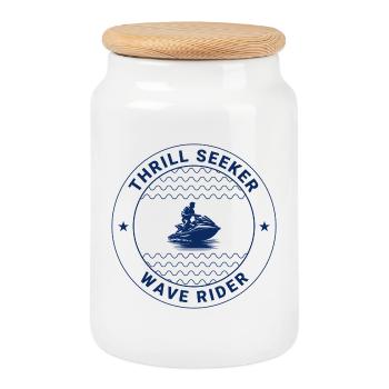 Thrill Seeker Wave Rider Jetski  - Cookie Jar with Wooden Lid - white - Front