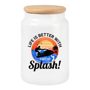 Life Better With Splash Personal Watercraft Rider  - Cookie Jar with Wooden Lid - white - Front