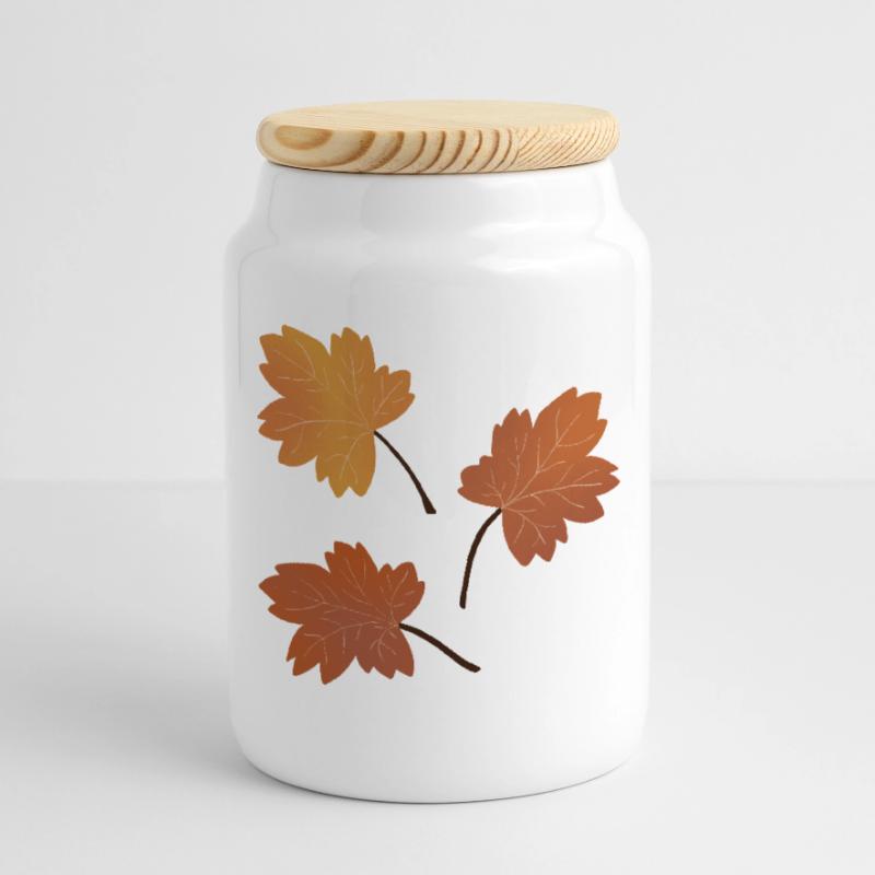 Autumn Maple Leaf Pattern for Cozy Apparel Cookie Jar with Wooden Lid