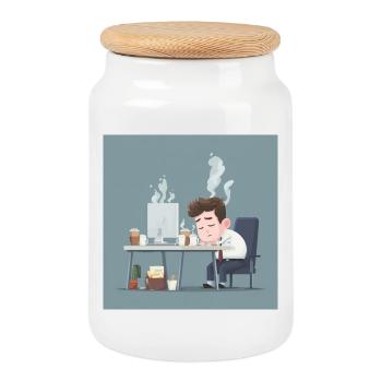 Burnout? I just call it Monday - Cookie Jar with Wooden Lid - white - Front