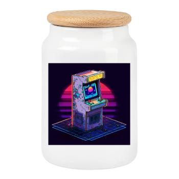 Arcade Dreams – Zurück in die 80er - Keksdose mit Holzdeckel - Weiß - Vorne