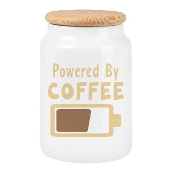 Coffee love motif on clothing - Cookie Jar with Wooden Lid - white - Front