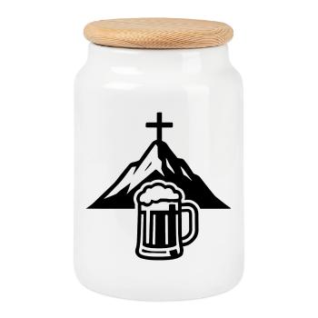 Plaisir de la bière au sommet de la montagne - Boîte à biscuits avec couvercle en bois - blanc - Devant