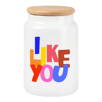 I like you. Ich mag dich.  - Keksdose mit Holzdeckel - Weiß - Vorne