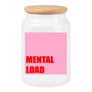 FAMILY STRESS MENTAL LOAD - Cookie Jar with Wooden Lid - white - Front