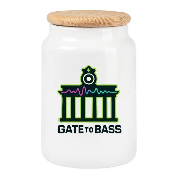 Porte de la basse – Berlin - Boîte à biscuits avec couvercle en bois - blanc - Devant