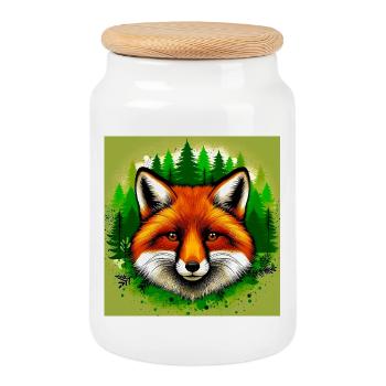 Fuchs - Keksdose mit Holzdeckel - Weiß - Vorne