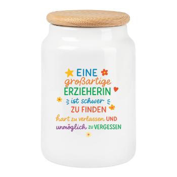 Eine großartige Erzieherin ist schwer zu finden! - Keksdose mit Holzdeckel - Weiß - Vorne